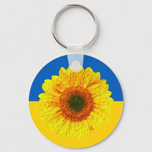 ウクライナサンフラワー&ウクライナ国旗/フラワー キーホルダー (正面)