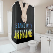 ウクライナシャツ支持ウクライナ国旗を掲げる シャワーカーテン (インサイチュ)
