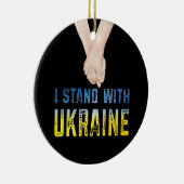 ウクライナシャツ支持ウクライナ国旗を掲げる セラミックオーナメント (右)
