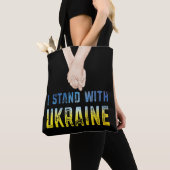 ウクライナシャツ支持ウクライナ国旗を掲げる トートバッグ (クローズアップ)