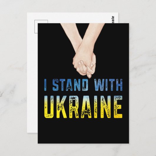 ウクライナシャツ支持ウクライナ国旗を掲げる ポストカード (正面/裏面)