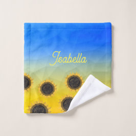 ウクライナジオメトリメッシュパターンフラワーズお名前 ウォッシュタオル