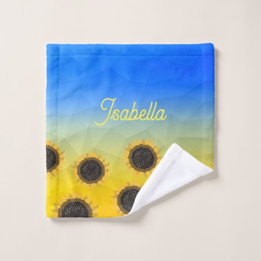 ウクライナジオメトリメッシュパターンフラワーズお名前 ウォッシュタオル (ウォッシュタオル)