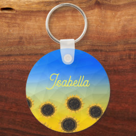 ウクライナジオメトリメッシュパターンフラワーズお名前 キーホルダー