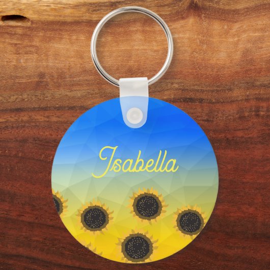 ウクライナジオメトリメッシュパターンフラワーズお名前 キーホルダー (正面)