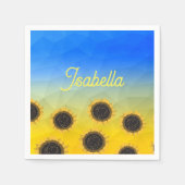 ウクライナジオメトリメッシュパターンフラワーズお名前 スタンダードカクテルナプキン (正面)