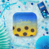 ウクライナジオメトリメッシュパターンフラワーズお名前 ペーパープレート (パーティー)