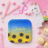 ウクライナジオメトリメッシュパターンフラワーズお名前 ペーパープレート (パーティー)