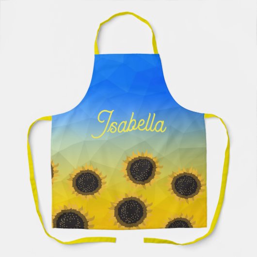 ウクライナジオメトリメッシュヒマフラワー名前をカスタムする エプロン (正面)