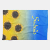 ウクライナジオメトリメッシュヒマフラワー名前をカスタムする キッチンタオル (横)