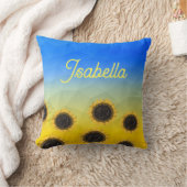 ウクライナジオメトリメッシュヒマフラワー名前をカスタムする クッション (ブランケット)