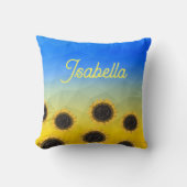 ウクライナジオメトリメッシュヒマフラワー名前をカスタムする クッション (正面)