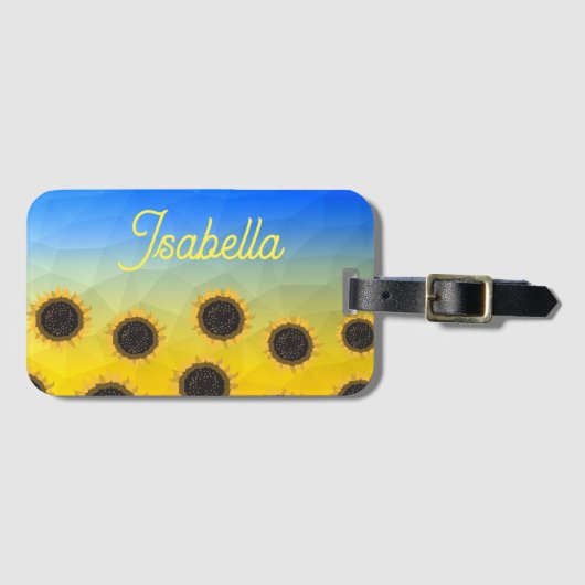 ウクライナジオメトリメッシュヒマフラワー名前をカスタムする ラゲッジタグ (正面横)