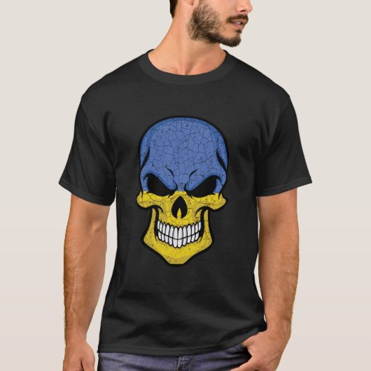 ウクライナスカル国旗 Tシャツ (正面)