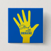 ウクライナスクエアボタンでスタンド 缶バッジ (正面)