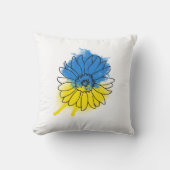 ウクライナスタイルの青と黄色のひまわり クッション (正面)