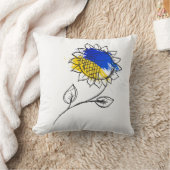 ウクライナスタイルの青と黄色のひまわり クッション (ブランケット)