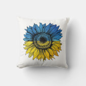 ウクライナスタイルの青と黄色のひまわり クッション (正面)