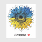 ウクライナスタイルの青と黄色のひまわり シール (シート)