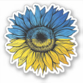 ウクライナスタイルの青と黄色のひまわり シール (正面)