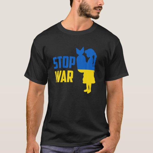 ウクライナストップでの戦争Teeサポートウクライナ Tシャツ (正面)