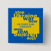 ウクライナストップ戦争がウクライナの勝利に旗を翻す 缶バッジ (正面)