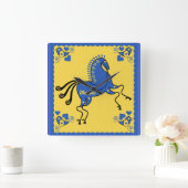 ウクライナス伝統的ラブフォークアート   スクエア壁時計 (ホーム)