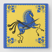 ウクライナス伝統的ラブフォークアート   スクエア壁時計 (正面)