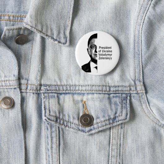 ウクライナゼレンスキーハーフポートレートB&W 缶バッジ (インサイチュ)
