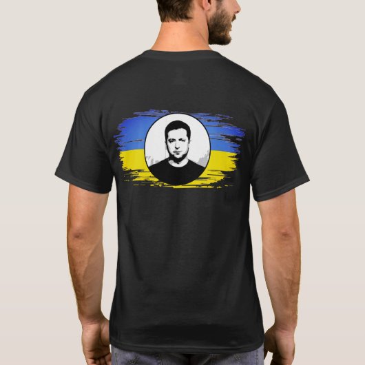 ウクライナゼレンスキーブルー国旗 Tシャツ (裏面)