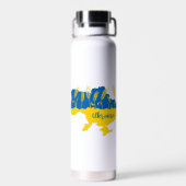 ウクライナタイポグラフィとウクライナ国旗の小麦穂 ウォーターボトル (背面)