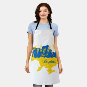 ウクライナタイポグラフィとウクライナ国旗の小麦穂 エプロン (着用した状態)