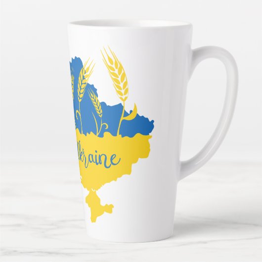 ウクライナタイポグラフィとウクライナ国旗の小麦穂 カフェラテマグ (右)