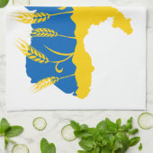 ウクライナタイポグラフィとウクライナ国旗の小麦穂 キッチンタオル (折り畳み)