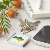 ウクライナタイポグラフィとウクライナ国旗の小麦穂 キーホルダー (側面)