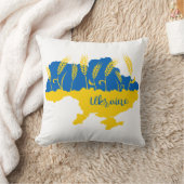 ウクライナタイポグラフィとウクライナ国旗の小麦穂 クッション (ブランケット)