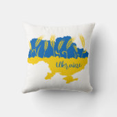 ウクライナタイポグラフィとウクライナ国旗の小麦穂 クッション (裏面)