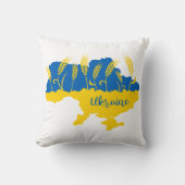 ウクライナタイポグラフィとウクライナ国旗の小麦穂 クッション (正面)