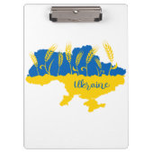 ウクライナタイポグラフィとウクライナ国旗の小麦穂 クリップボード (正面)