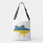 ウクライナタイポグラフィとウクライナ国旗の小麦穂 クロスボディバッグ (正面)