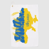 ウクライナタイポグラフィとウクライナ国旗の小麦穂 ゴルフタオル (正面)