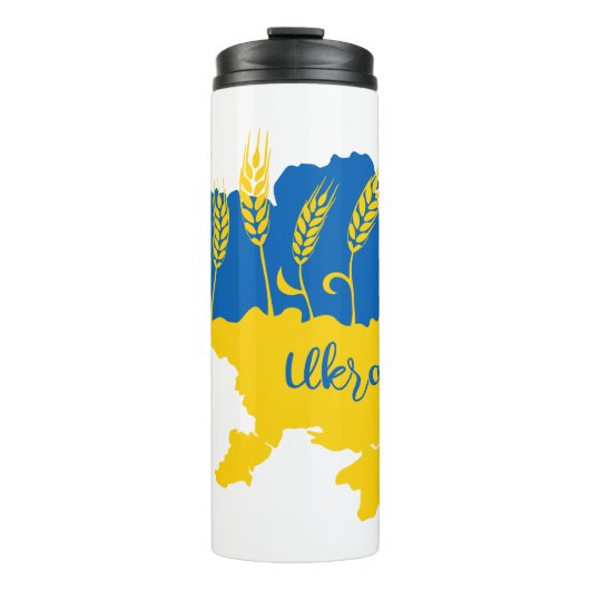 ウクライナタイポグラフィとウクライナ国旗の小麦穂 タンブラー (正面)