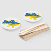 ウクライナタイポグラフィとウクライナ国旗の小麦穂 ハンドファン (組立なし)