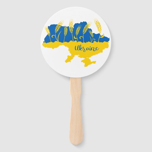 ウクライナタイポグラフィとウクライナ国旗の小麦穂 ハンドファン (正面)