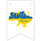 ウクライナタイポグラフィとウクライナ国旗の小麦穂 バンティングフラッグ (第3の旗)