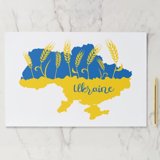 ウクライナタイポグラフィとウクライナ国旗の小麦穂 ペーパーパッド (インサイチュ)