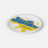 ウクライナタイポグラフィとウクライナ国旗の小麦穂 ペーパープレート (アングル)