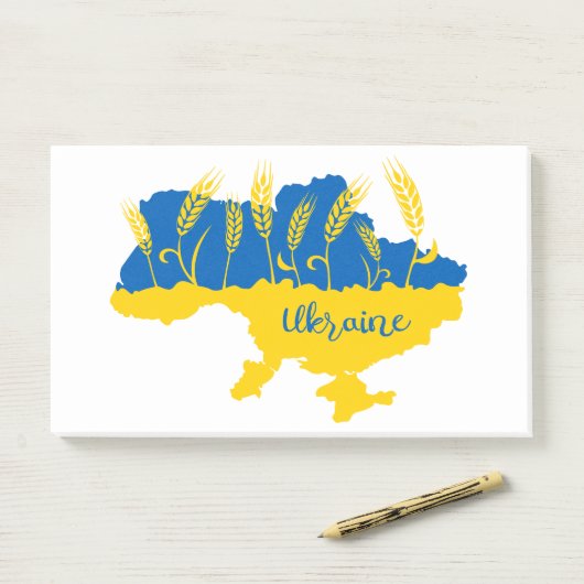 ウクライナタイポグラフィとウクライナ国旗の小麦穂 ポストイット (デスク)