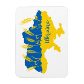 ウクライナタイポグラフィとウクライナ国旗の小麦穂 マグネット (縦)