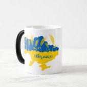 ウクライナタイポグラフィとウクライナ国旗の小麦穂 モーフィングマグカップ (正面左)